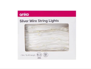 Silver Wire String Lights Spruce Up Party Decor Warm White LED Battery Powered - Picture 1 of 1