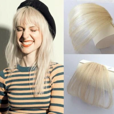 REMEEHI Blonde Thin Neat Wispy Bangs Clip In Fringe Real Remy Human Hair Front Hairpiece