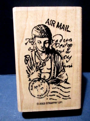 CORREO AÉREO INTERNACIONAL CORREO VIAJE COLLAGE GOMA SELLO MADERA MTD Foto 1 de 2