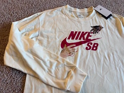 Nike beige red retro swoosh long sleeve t shirt SB Skate Board Sistine Chapel XL - Image 1 of 4