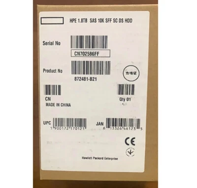 NEW HPE 872738-001 1.8TB SAS 10K 12Gb/s 2.5" SC 512E HDD Hard Drive 872481-B21 - Image 1 of 4