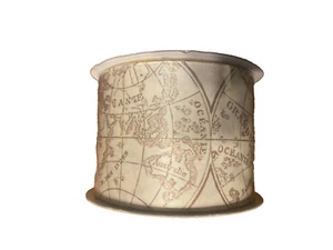 Celebrate It Luxe Ribbon 2.5”x 3 yards Off-White with Gold World Ocean Print NIP - Picture 1 of 9