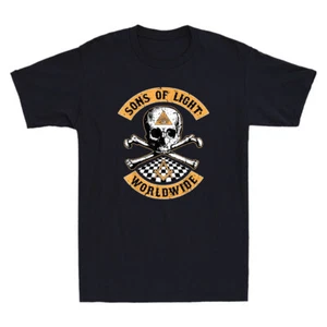 Freemasons Sons Of Light Worldwide Skull & Bones Masonic Vintage Men's T-Shirt - Picture 1 of 8