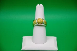 Yellow Diamond (IR) Accent Ring In 18K YG Plated and Platinum Bond Size 7 - Picture 1 of 15
