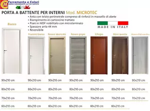 Porta Battente Reversibile Legno Liscia Cieca MICROTEC Porte Per Interni Casa - Foto 1 di 12