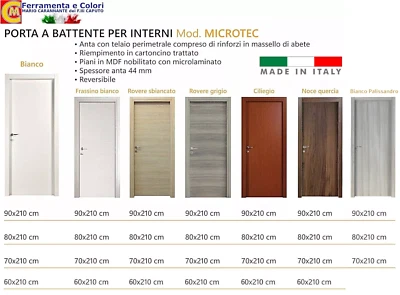 Porta Battente Reversibile Legno Liscia Cieca MICROTEC Porte Per Interni Casa - Immagine 1 di 4