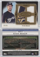 2011 Topps Marquee Gametime Mementos Quad Relics Gold /25 Ryan Braun #GMQR-29