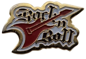 Rock N Roll rote Gitarre Anstecknadel Anstecker Vintage Sammlerstück 80er Metall Headbanger - Bild 1 von 10