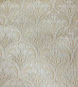 IVORY GOLD Damask Brocade Upholstery Drapery Fabric (110 in.) Sold By The Yard - Picture 1 of 1