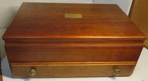 Vintage Anlaufgeschützt Holz Silberbesteck Besteck Aufbewahrungstruhe Box mit Schublade Holz - Bild 1 von 16