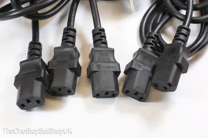 5 x 3 Pin 1.8m UK Black Mains Cable IEC-320 C13 For Televisions, Computers etc - Afbeelding 1 van 12