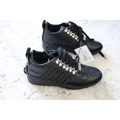 DSQUARED2 Zapatillas Zapatos Para Mujer Cuero Negro Acento Brillo Con Cordones Talla 35 EU Foto 1 de 4