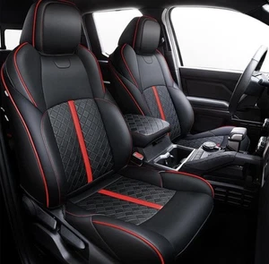 Carlimeki 2024-25 Tacoma Custom Seat Covers BLK & RED Double Cab TRD SR SR5… - Picture 1 of 6