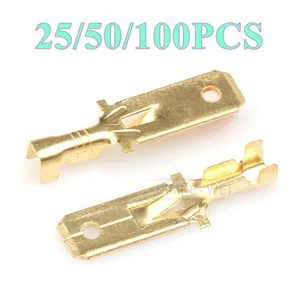 6.3mm Electrical Wiring Spade Pickling Crimp Male Plug Pin Terminals Contact New - Picture 1 of 2