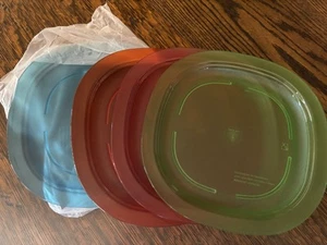 Tupperware Impressions 10" Lunch plates - bright clear neon colors - NIP - Picture 1 of 3
