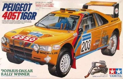 1 24 Camel Peugeot 405T16GR Model 1990 Parigi Dakar auto vincitrice 24094 TAMIYA - Immagine 1 di 4