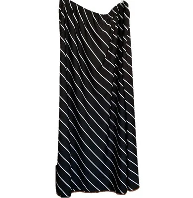 JMS Black White Diagonal Stripes Long Maxi A-line Skirt Plus Size 3X Pullover - Image 1 of 4
