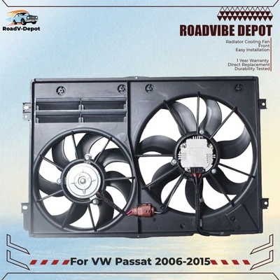 For Audi A3 TT Quattro 2.0L 2009 2010-2017 Dual Radiator Cooling Fan VW3117106 - Image 1 of 4