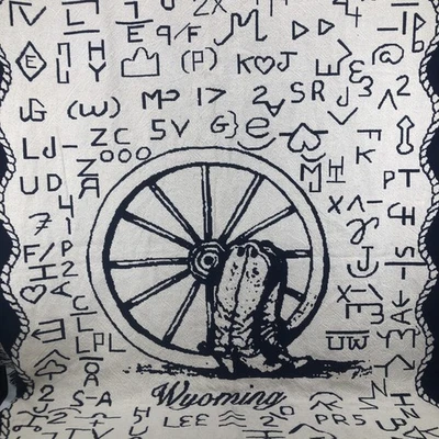 PURE COUNTRY WEAVERS WYOMING Tapiz Manta Rancho Ganado Marcas Botas Foto 1 de 4