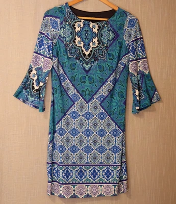 Vestido feminino Enfocus Studio floral manga sino 3/4 forrado 4P pequeno #H99-53 - Imagem 1 de 4