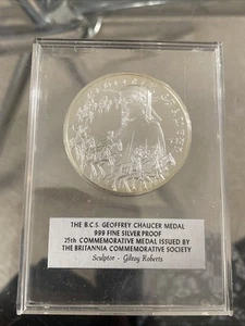 GEOFFREY CHAUCER 44mm BCS .999 FINE SILVER PROOF MEDAL - boxed - Picture 1 of 6