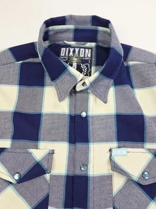 Dixxon Bar Harbor Größe Large Herren blau weiß aquamarin kariert Flanell Button Down Hemd - Bild 1 von 14