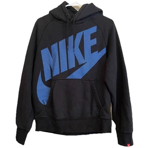 Nike Hoodie Mens S Black Blue Spell Out Sweatshirt Pullover Swoosh Y2K - Picture 1 of 8