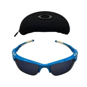 Oakley Fast Jacket Sky Blue RARE mild wear Blue Lenses W/ Case - Picture 1 of 16