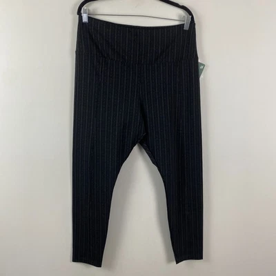 Lysse Center Seam Ponte Leggings Black Pinstripe Plus Size 2X - Image 1 of 4