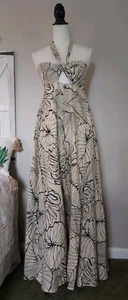 Dissh Malta Palm Linen Halter Maxi Dress Size US 6 EUC - Picture 1 of 14