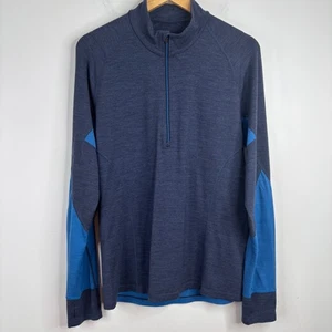 Icebreaker Zone 1/4 Zip Merino Wool Pullover Colorblock Thumb Hole Hiking Ski L - Picture 1 of 12