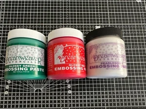 Dreamweaver Embossing Paste Pearlescent, Red & Green 119ml bundle x 3 - Picture 1 of 2