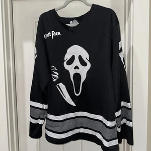 Ghost Face Shirt Mens Large Black White Halloween Scream #96 Hockey Jersey 9911 - Picture 1 of 11