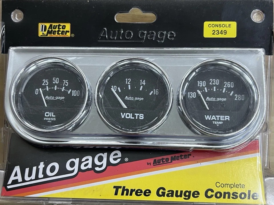 Gauge Set Auto Meter 2349. Oil, Voltage, Water temp, Chrome - Image 1 of 1