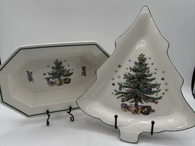 NIKKO Tazón Vegetal para Servir Navidad y Plato para Galletas de Caramelo de Árbol de Navidad Foto 1 de 4