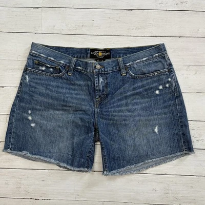 Lucky Brand Shorts Womens 12/31 Blue Denim Riley Cut Off Distressed Raw Hem - Image 1 of 4