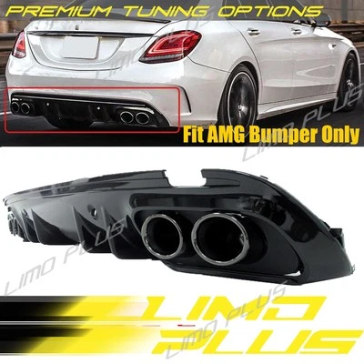 Gloss Black Diffuser + Tips for Mercede W205 Sedan C300 C450 C43 AMG 2015-2021 Foto 1 de 4