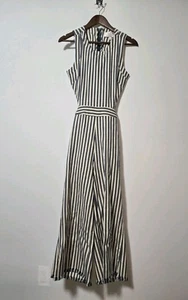 J.O.A. Striped Sailor Cropped Jumpsuit Blue White Medium - Picture 1 of 11