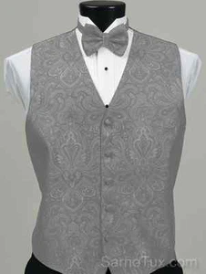 Brandon Michaels Retro tuxedo vest Choose your size PROM/WEDDING Platinum - Picture 1 of 1