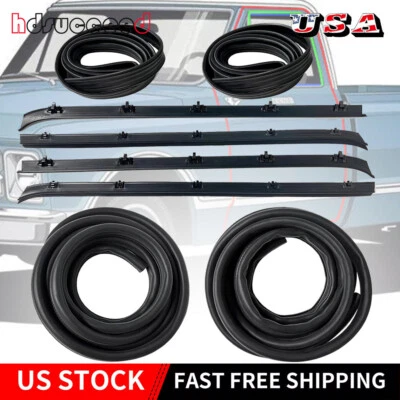 Front Door Window Run Sweep Felts Weatherstrip Seals Kit Set Fit Chevy GMC Truck - Image 1 of 4