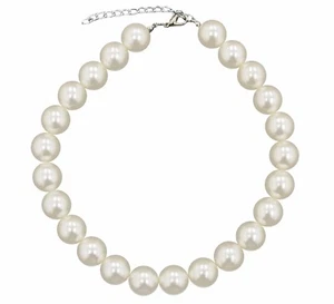 Collana Perla Grande Grande Gigante Leggera 18mm Crema Perla Leggera Bavaglino Vintage Grande Gatsby - Foto 1 di 3