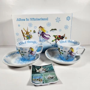Alice In Winterland Wonderland Paul Cardew 4 Piece Porcelain Cup & Saucer Set - Picture 1 of 12