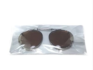 Vintage Clip On Aviator Style Sunglasses Silver Frame Brown Tint Lens Color - Picture 1 of 12