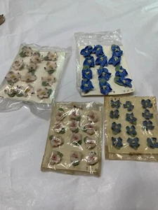 Antique Porcelain Flower Decorations On Card German Hand Made 4 Cards 12 Each - Picture 1 of 11