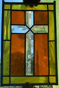 Stained Glass Panel- with Beveled Cross - Picture 1 of 4