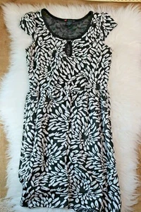Love Delirious Los Angeles Women’s Dress Size M Black/White Cap Sleeves Stretch - Picture 1 of 7