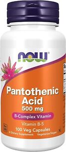 NOW Pantothenic Acid 500mg Vitamin B-5 100 Veg Capsules