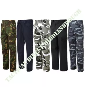 BLUE CASTLE MENS ARMY COMBAT TROUSERS 28-44 CARGO PANTS WORKWEAR Black DPM CAMO - Picture 1 of 7