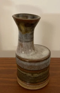 Hand Thrown Studio Pottery Stamped “P” Bottle/Vase Rustic Earth Tones - Picture 1 of 9