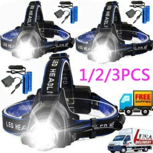 990000LM LED Headlamp Rechargeable Zoomable Head Torch Headlight Lamp Flashlight - Picture 1 of 17